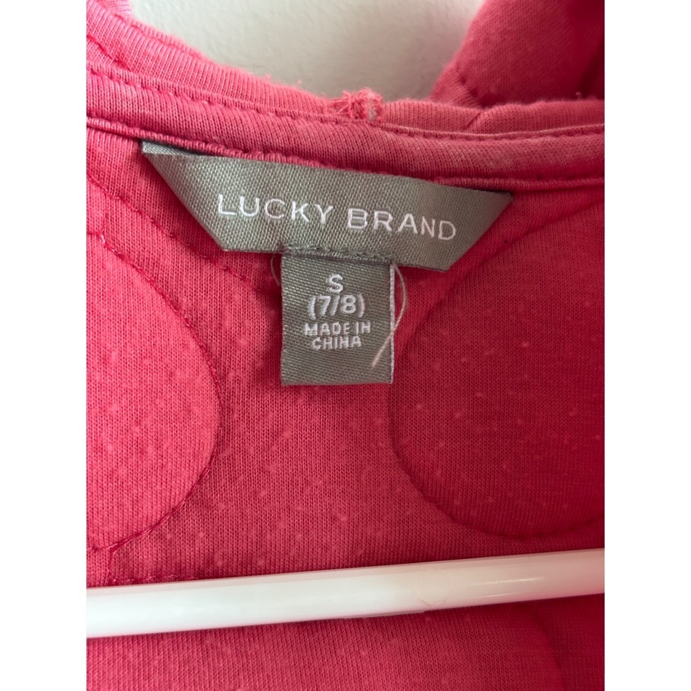 Lucky Brand Pink Quilted Heart Hoodie Kids Size S (7/8) - Picture 7 of 7